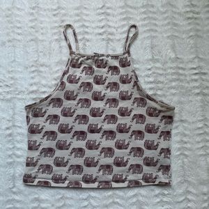 Boho elephant print halter high neck top